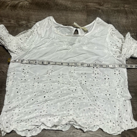 Japna White Lace Short Sleeve Shirt Size Large - Picture 6 of 7